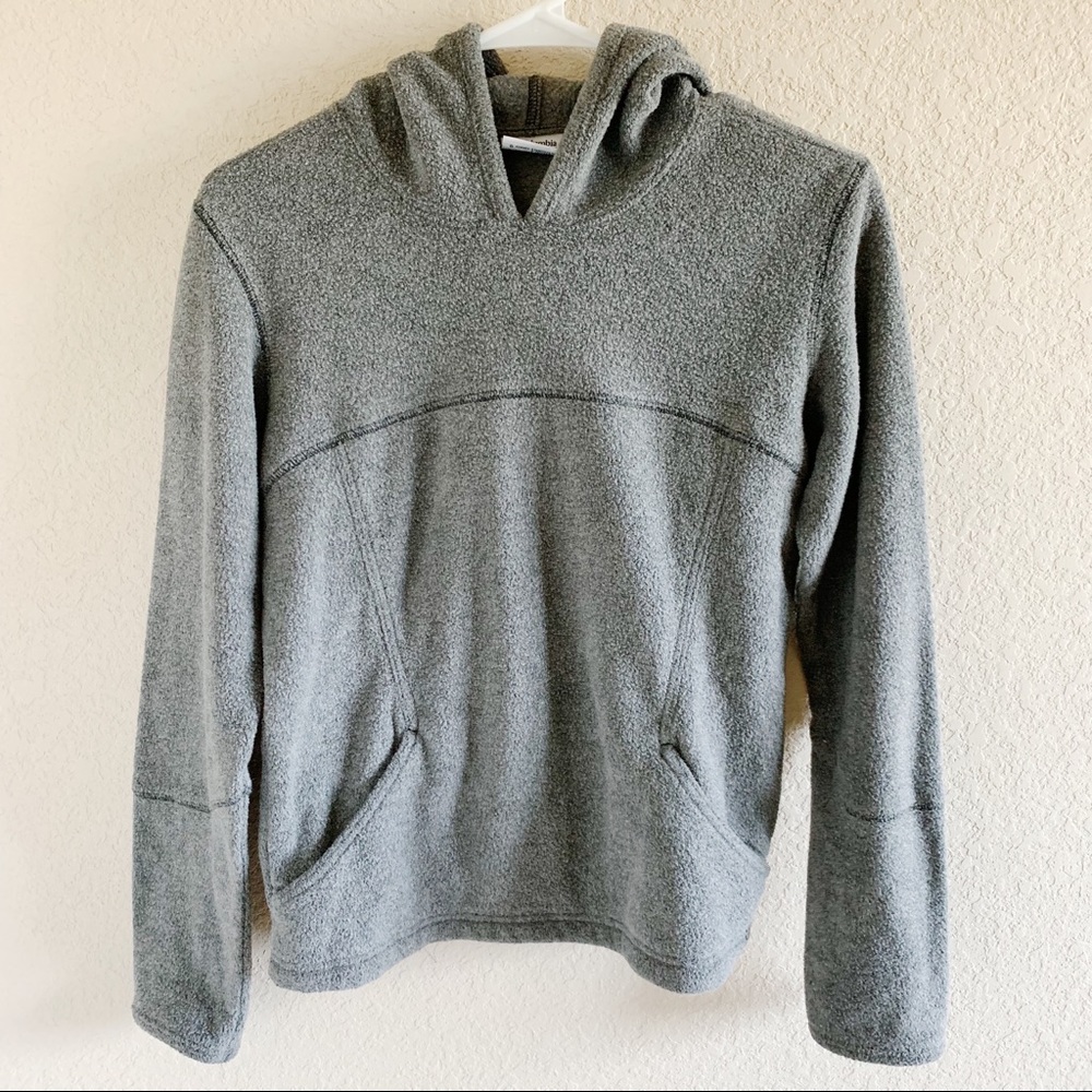 Columbia Gray Hoodie Fleece Sweatshirt, Medium
